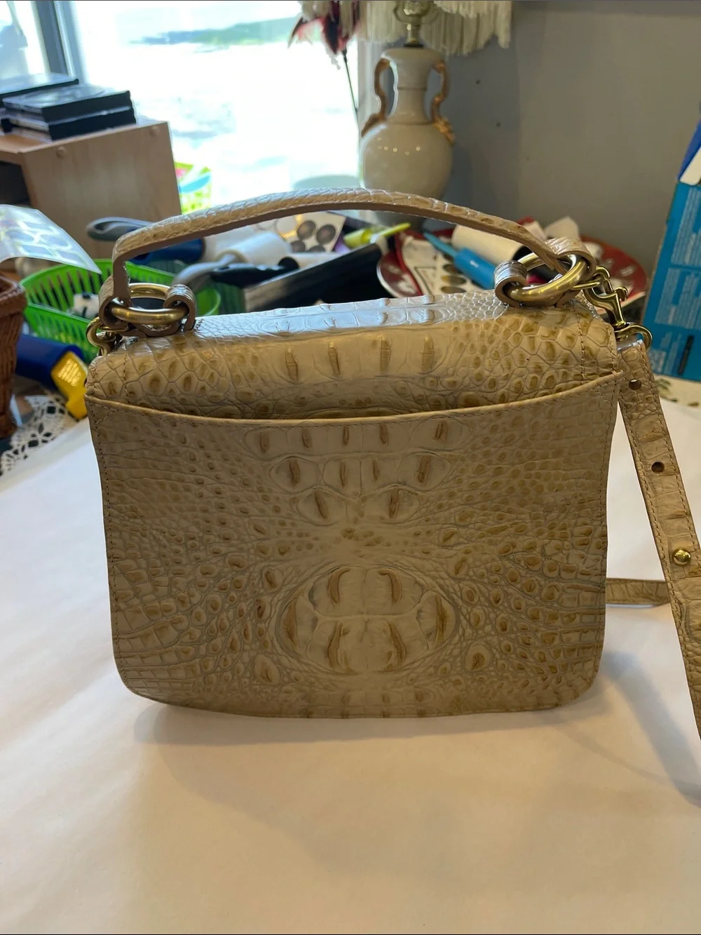 Brahmin Vittoria Rose Natural Lady handbag with crossbody strap